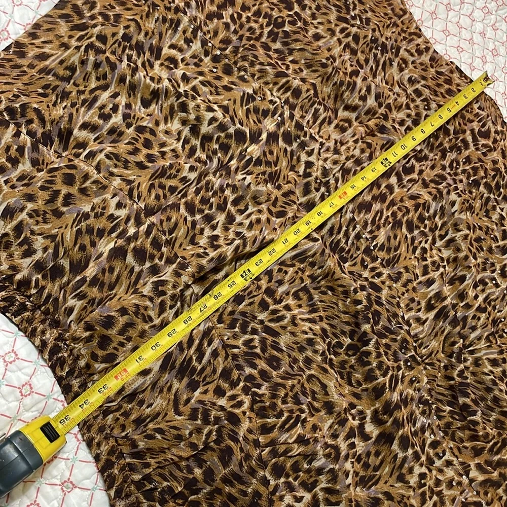 Tiered chiffon, leopard print skirt with sequin ham
